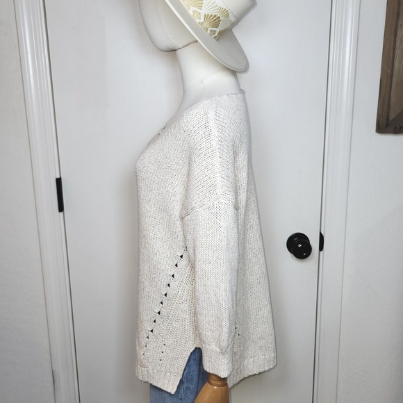 GAP Chunky Knit Cotton Sweater Women's L Soft Cozy Pullover Neutral Fall Winter - Picture 6 of 11